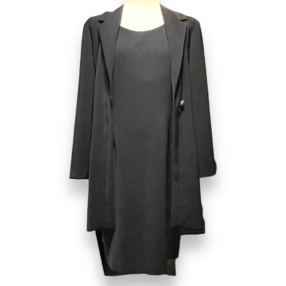 Virgo Dress with attached Notched Lapel Jacket Black 14 - Picture 2 of 6